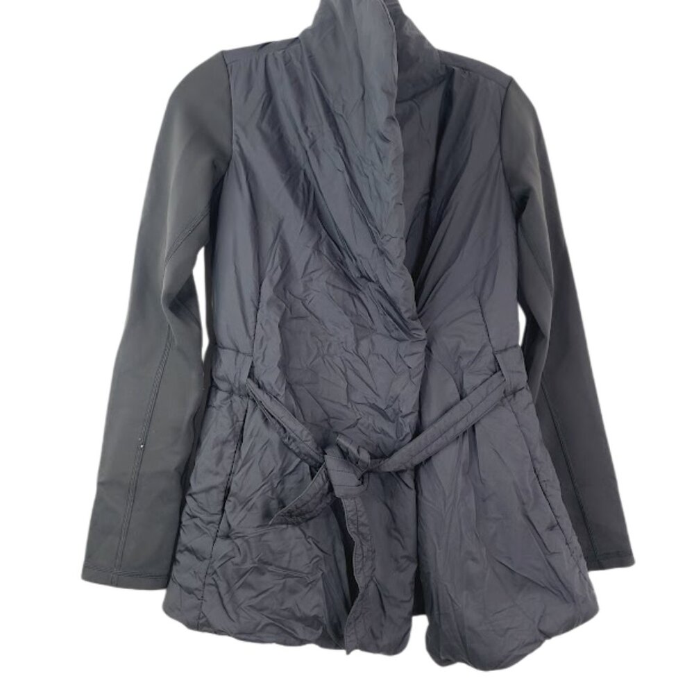 Lululemon Women's Black Enfold Goose Down Tie Knot‎ Wrap Jacket Size 0